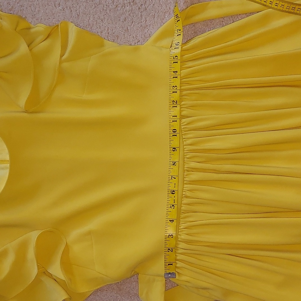 Rachel Parcell Marigold Yellow Serene Midi Ruffle Dress Sz L - Picture 13 of 17